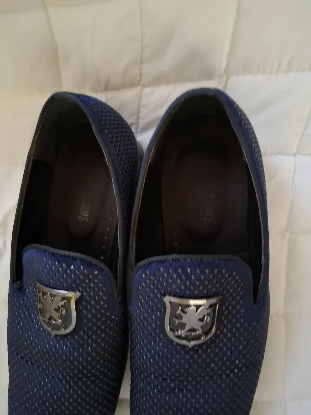 Men's Blue Stacy Adams Swagger Slip-On Loafers with Decorative Accent